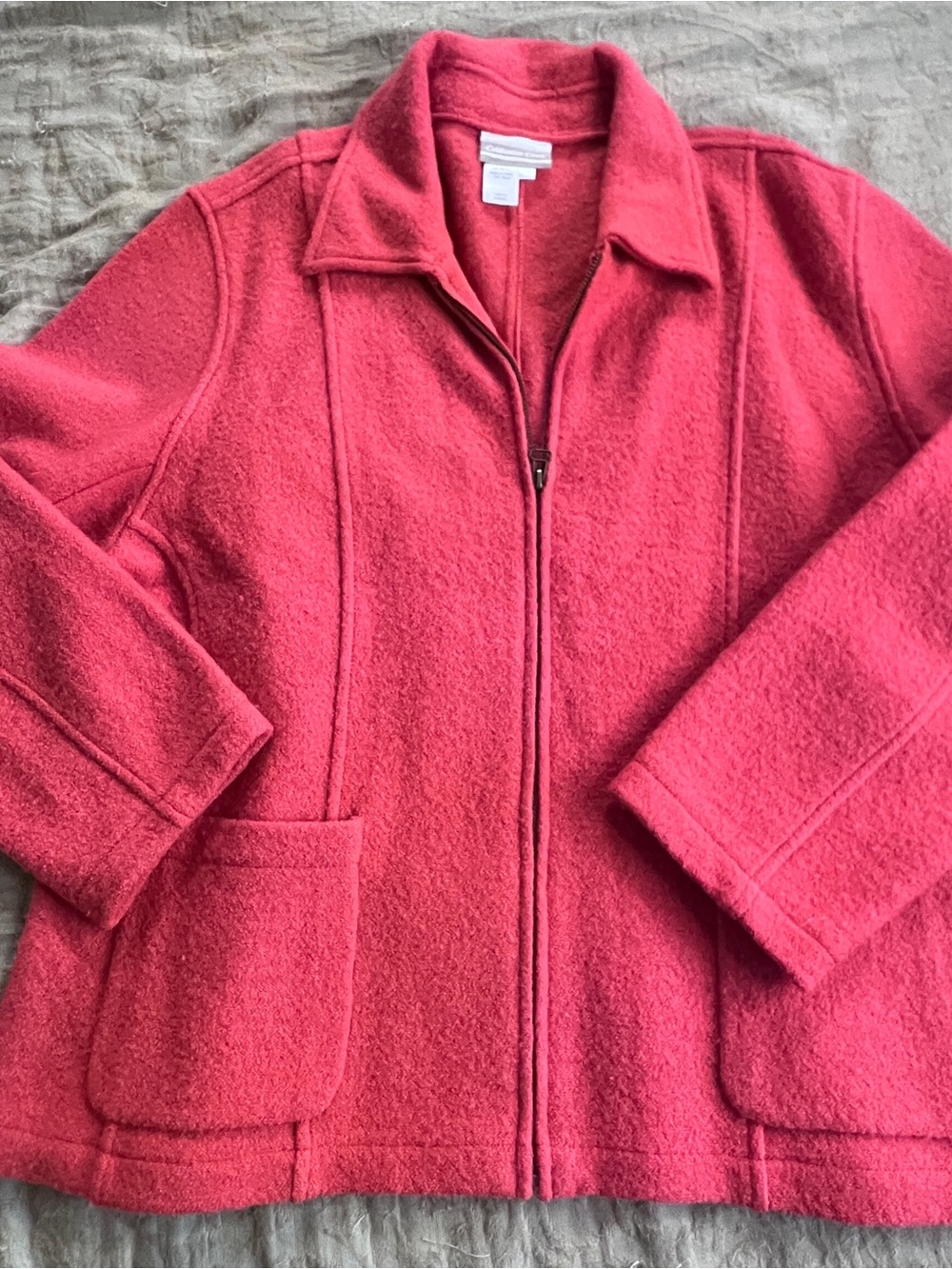 Coldwater Creek Women’s 100% Wool Outdoor Full Zip Jacket Size 2XL Cabincore
